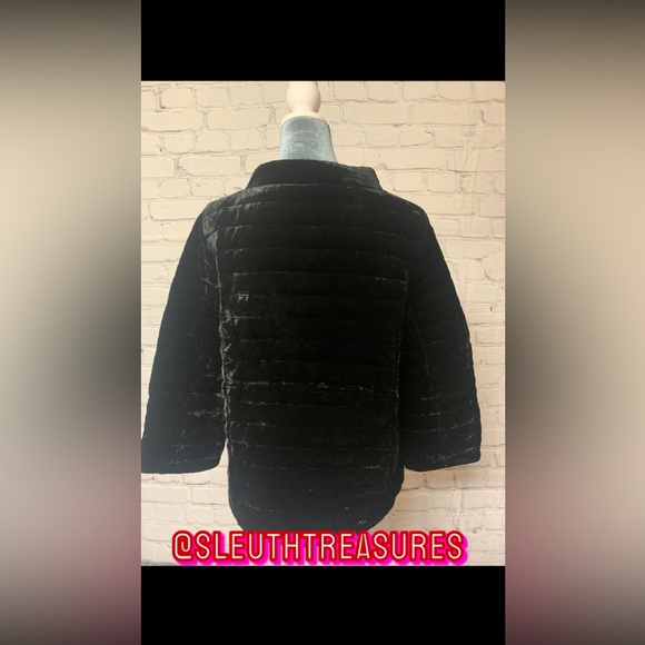 NWT Talbots Quilted Down-Filled Puffer Evening Jacket Black Velvet New Size 12 - Picture 3 of 6